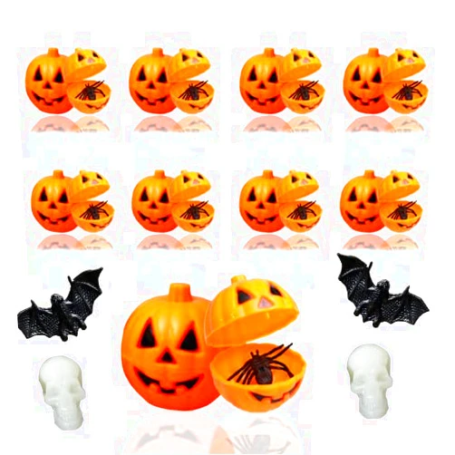 Chwang 8pcs Plastic Pumpkin box, Halloween Mini Pumpkin, Pumpkin Candy Box, Plastic Pumpkin Storage Candy Box Tinker Toys Mini Gift Box, Halloween Party Supplies and Gift Props (8 pcs)