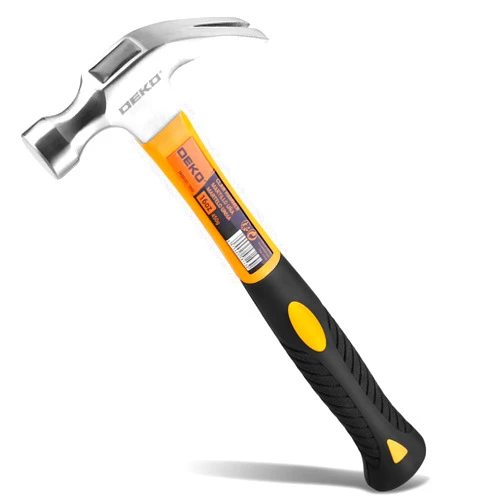 DEKOPRO 16 OZ Claw Hammer - Powerful Hammer with Fiberglass Handle, Carbon Steel Head Material ，Claw hammers, Carbon steel claw hammer, Framing hammers