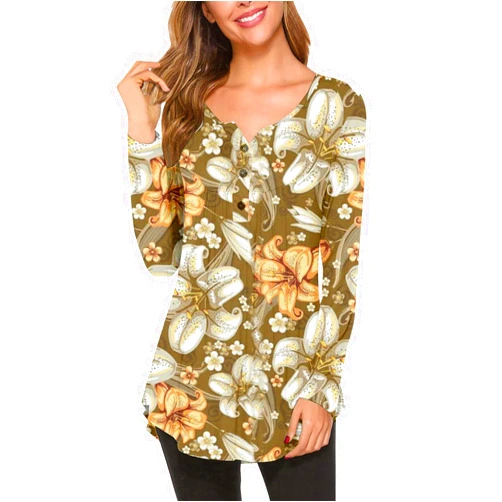 Yesunpxs Long Sleeve Shirts for Women Crewneck Tunic Tops Button Down Pullover Sweaters Printed T Shirts Blouse Sweatshirt
