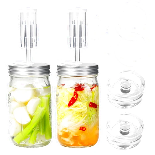 JOBVERT 2 Pack Fermentation Jar Kit,32 oz Mason Jar Fermentation Kit with Fermenting Weights and Airlocks,Wide Mouth Mason Jar for Pickling, Canning and Sauce