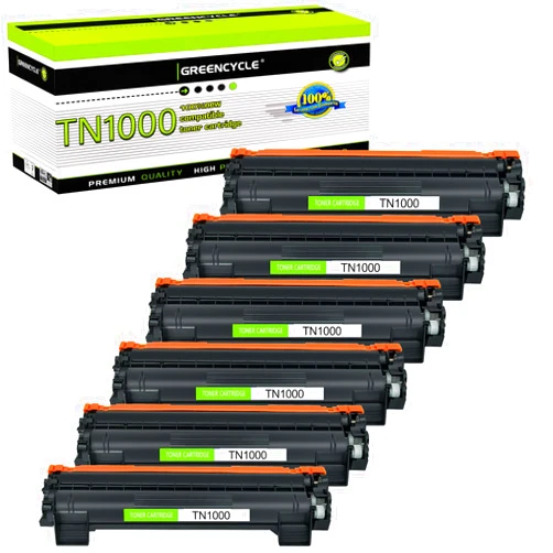 greencycle TN1000 Toner Replacement Compatible for Brother TN-1000 Cartridge HL-1110/1111/1112 MFC-1810/1815/1910W DCP-1510/1512 Printer(6 Black)