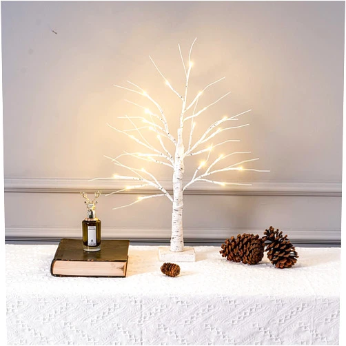 ESTTOP 2FT 24LT Led Lighted Birch Tree, 24