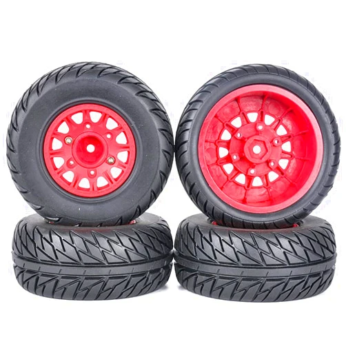 PYFORE 4PCS 1/8 1/10 3 Adapters 12MM 14MM 17MM Tires Universal Wheel RC Model Short Course Truck General Road Tire Upgrade Compatible with Traxxas Arrma HSP Tamiya HPI Kyosho Hobao RC Car (red1)