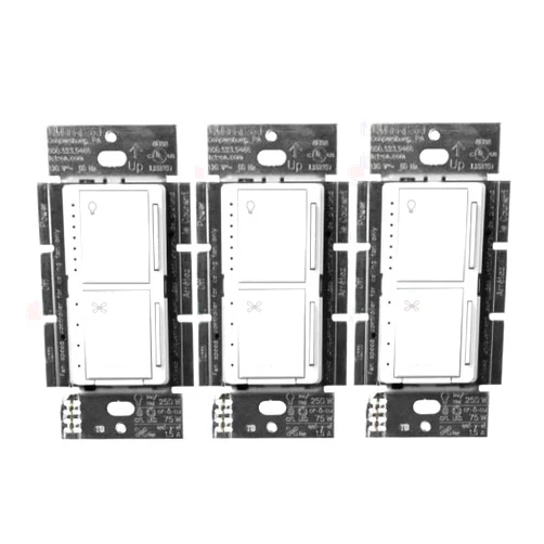 Lutron Maestro Fan Control and Light Dimmer for Dimmable LEDs, Incandescent, and Halogen Bulbs, Single-Pole, MACL-LFQ-WH, White (3-Pack)