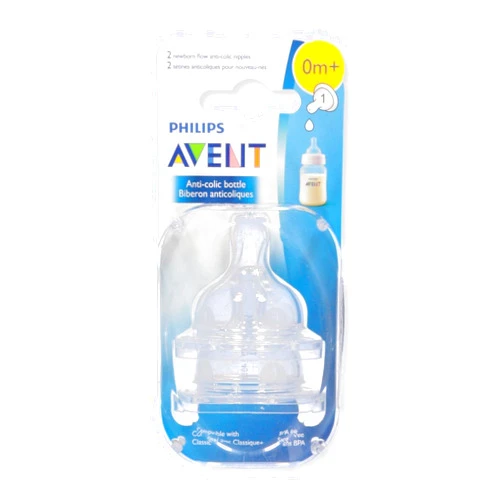 AVENT Philips AVENT Anti-Colic Nipple, Clear, Newborn (Pack of 2) (SCF421/27)
