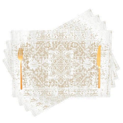 Kerton Stork Brown Placemats Set of 4 Boho Place Mats Indoor, Waterproof Linen Cloth Washable Heat Resistant Placemats for Kitchen Dining Tables, 12x18 Inches