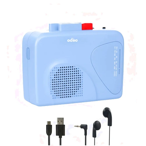 ODEO Cassette Tape Player | Portable Battery Operated | Radios Portable AM FM with Built-in Speaker, Tape Voice Recorder, VAS, Aux In Port | Includes Wired Earbuds for Music and Travel