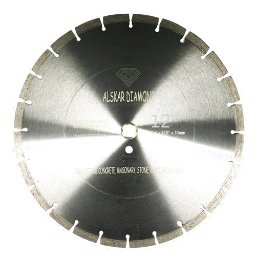 ALSKAR DIAMOND USA ADLSS 12 inch Dry or Wet Cutting General Purpose Segmented High Speed Diamond Saw Blades for Concrete Stone Brick Masonry with Arbor 1