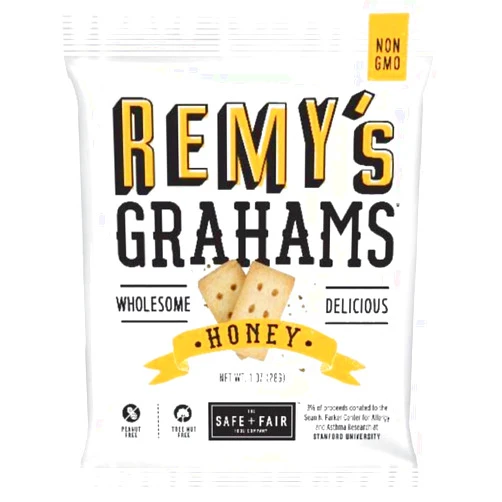 The Safe + Fair Food Company Remy's Nut Free All Natural Honey Grahams, 1 Ounce size (20 total packs)