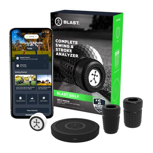 Blast Motion Blast Golf Swing & Stroke Analyzer - Lower Your Scores from tee to Green - Real-time Feedback, Swing Metrics, Video Capture Highlights, Track Performance (gen3 Sensor)