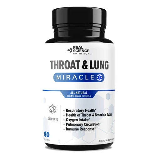 Real Science Nutrition Real Science Throat & Lung Detox Capsules to Clear Mucus, Sore Throat & Support Breathing – Lung Support Supplement with Vinitrox, GABA, Vitamin C & D for Long-Term Cough & Respiratory Relief, 60 Caps