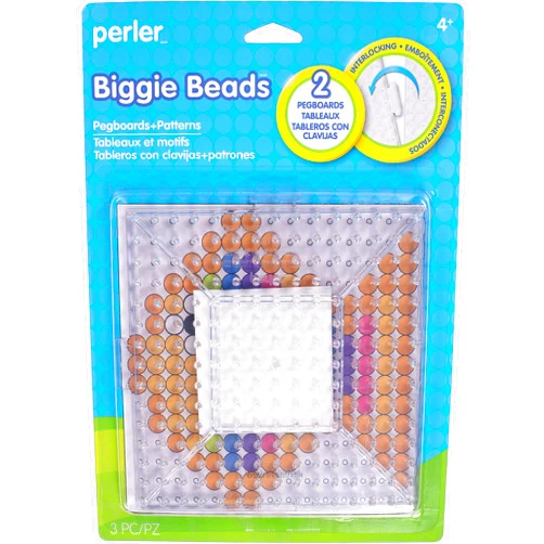 Perler Beads Biggie Beads Pegboards for Kids Crafts, 3 pcs , 10.5 x 7.5 x 1, Small