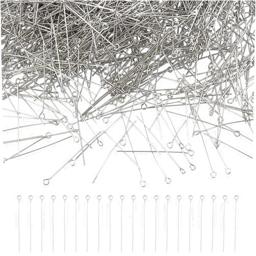 NBEADS 2000 Pcs 304 Stainless Steel Open Eyepins Loop Pins Headpins Findings 0.8 inch/20mm Length for Jewelry Making