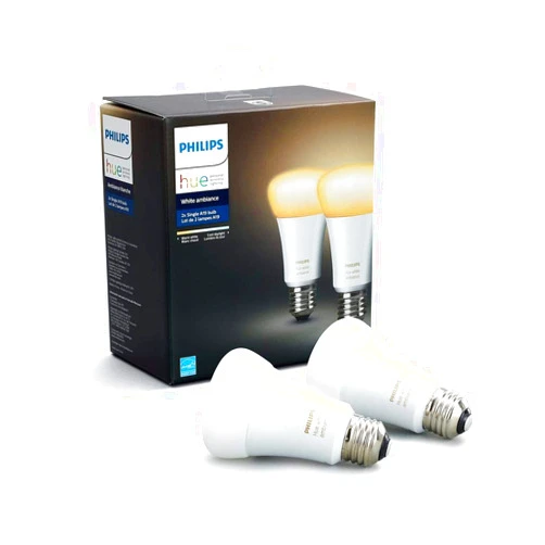 Philips Hue White Ambiance A19 2-Pack 60W Equivalent Dimmable LED Smart Bulbs (Hue Hub Required, Works with Alexa, Apple Homekit & more), Old Version, 2 Bulbs (453092)