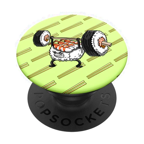 BoredKoalas Sushi Weight Lifter Sushi Shopstick Pattern Food Japanese Gift PopSockets PopGrip: Swappable Grip for Phones & Tablets