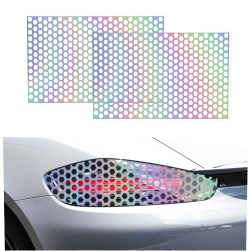 Lecctso 2PCS Car Rear Tail Light Lamp Stickers Honeycomb Type Decal, Car DIY Self Adhesive Tint Film Sheet, Universal Car Accessories for Car Rear Tail Light Headlamp Taillight Cover Trim (18.9'' x 11.8'')