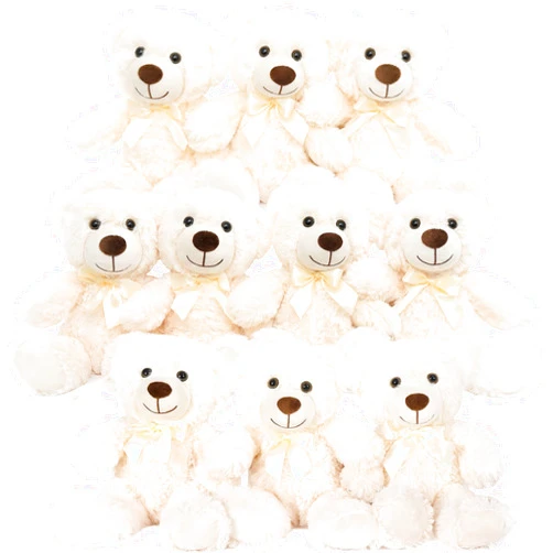 MorisMos 10 Packs Bulk Teddy Bear Baby Shower, Small White Teddy Bears Stuffed Animals in Bulk, 14