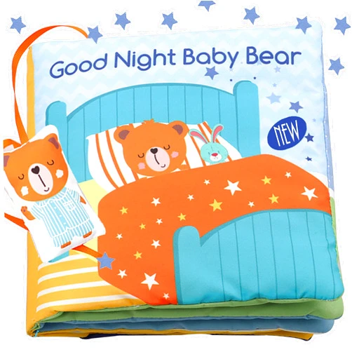 Bebe mondo Teddy Soft Baby Book Activity Quiet Cloth Books Developmental Toys,Interactive Baby Books for Babies Toddlers Infants kids,Baby Boy Girls Machine Washable Toys Fabric Soft Book Goodnight Gift Box