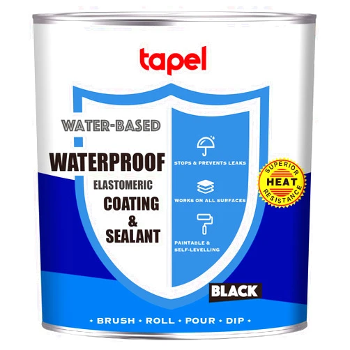 Tapel Liquid Rubber Waterproof Sealant - Black 45oz - Roof Leak Sealant Waterproof Rubber Paint & Coating for Basements, RV, Campers, Trailers, Marine, EPDM, Masonry - Water-Based