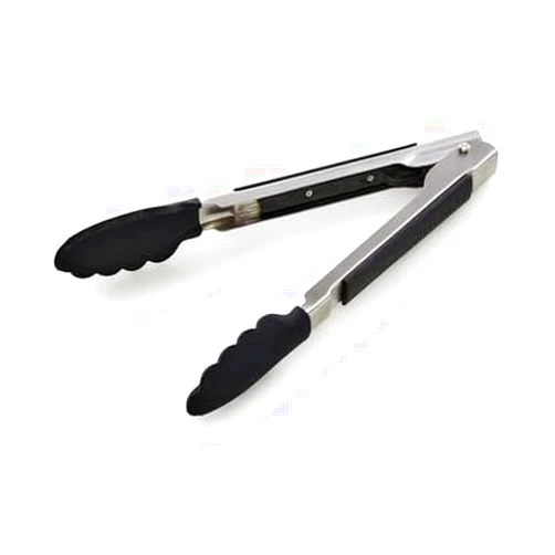 KitchenAid Silicone Tipped Side Locking Tongs, Black, 9 Inch