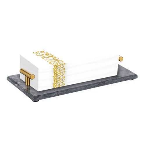 Sumnacon Guest Towel Holder Tray for Bathroom,Marble Napkin Holders for Paper Napkins,Bathroom Napkin Holder Tray with Feets,Elegant Napkin Holder for Bathroom Toilet Dining Table Kitchen, Black