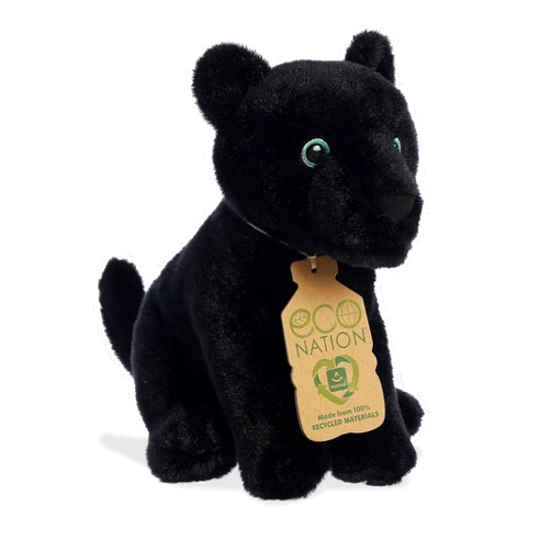 Aurora® Eco-Friendly Eco Nation™ Panther Stuffed Animal - Environmental Consciousness - Recycled Materials - Black 9 Inches