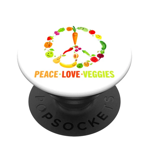 Cute Vegetable Eater Foodie Kawaii Lover Design Funny Vegetarian Peace Sign Cool Vegan Veggie Veganism Plant PopSockets Swappable PopGrip