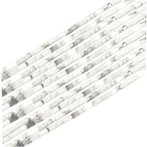 PATIKIL 4x2mm Stone Tube Beads Cylinder Natural Stone Beads Lapis Lazuli Cylinder Beads Synthetic Turquoise Tube Beads for Jewelry Making, White, 80Pcs