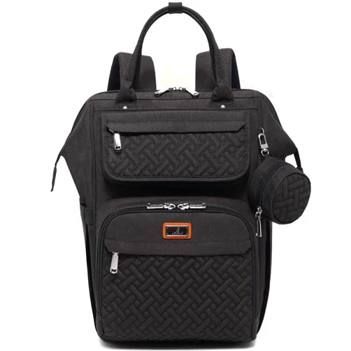 BabbleRoo Diaper Bag Backpack, Multifunction Nappy Changing Bag with Changing Pad, Stroller Straps & Pacifier Case, Unisex Stylish Travel Back Pack for Moms & Dads - Black