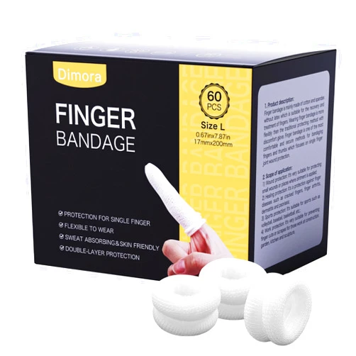 Dimora Large Finger Cots, 60Pcs Finger Protectors for Finger Tips, Breathable Finger Bandages for Wounds Care, Elastic Finger Gloves for Cargo Handling, Gardening Work, Fitness, White