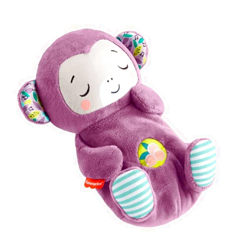 Fisher-Price Baby Toy Soothe ‘n Snuggle Purple Monkey Plush Portable Sound Machine with Breathing Motion & Lights for Newborns Ages 0+ Months