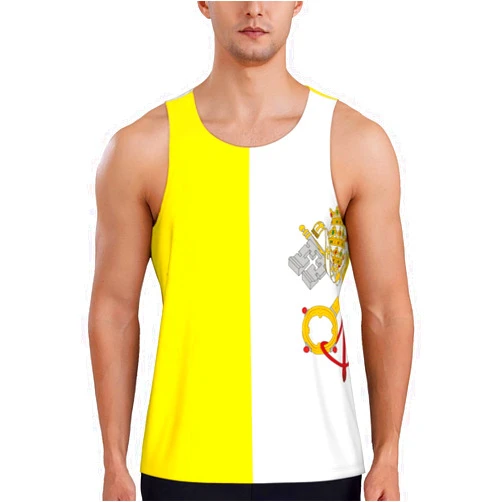 METFLOT Roman Catholic Church Flag Men'S Tank Tops Summer Sleeveless T-Shirt Fitness Running Workout Top