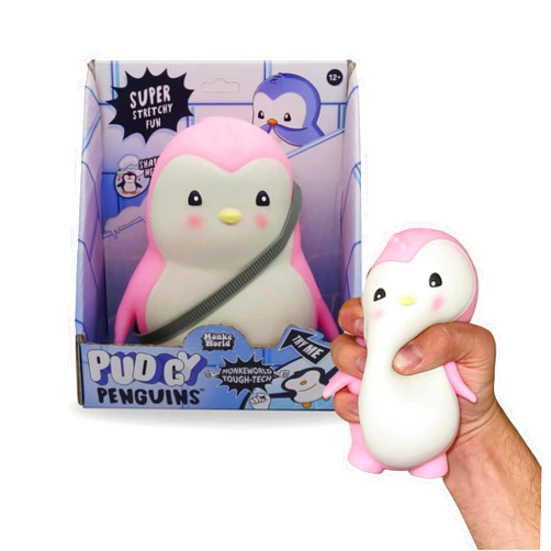 MonkeWorld Pudgy Penguin Peaches in Pink Squishies Fidget Toy Penguin Plush Squishy Toys for Kids