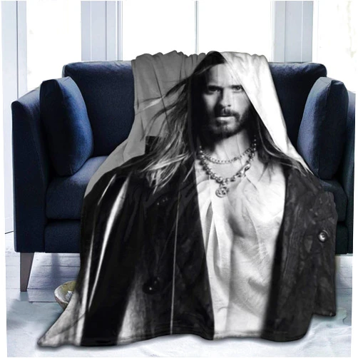 Belikerem Jared Leto Throw Blanket Fleece Blanket Soft Cozy Flannel Blanket Lightweight Plush Blanket (3Sizes)