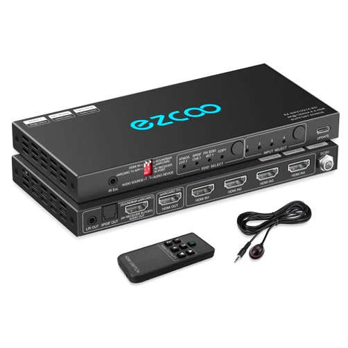 ROFAVEZCO 4K@120Hz HDMI 2.1 Switch 4 in 1 Out with Audio Extractor VRR ALLM HDCP2.3 ARC eARC HDR CEC SPDlF Optical and 3.5mm Audio Out D-o-l-b-y Digital EDID for PS5 Xbox NVIDIA AMD