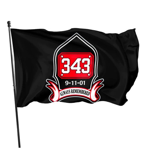 Bazuvir 343 Firefighters Memorials 9-11 Never Forget 3x5 Foot Flags 100% Double Sided Printed 20th Anniversary