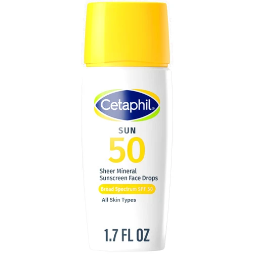 Cetaphil Sheer 100% Mineral Liquid Sunscreen for Face With Zinc Oxide Broad Spectrum SPF 50 Formulated for Sensitive Skin, Unscented, 1.7 Fl Oz