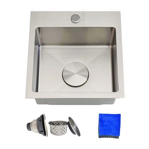 Delironexu 15 Inch Bar Sink Drop In - Delironexu 18 Gauge Stainless Steel Small Kitchen Sink, 15