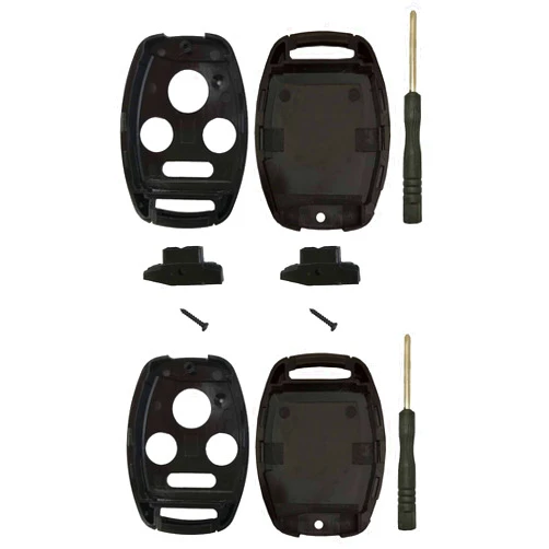 BTOZRF 2 Pack Key Fob Shell Case Fit for Honda Accord Civic EX Pilot Keyless Entry Remote Key Housing Replacement with Free Screwdriver Casing Only (Black 2 Pack)
