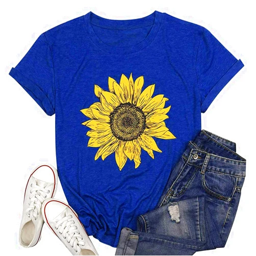F_Gotal Womens Shirt Womens Sunflower Shirt, F_Gotal Women Short Sleeve Sunflower T-Shirt Cute Funny Graphic Tee Teen Girls Casual Shirt Top