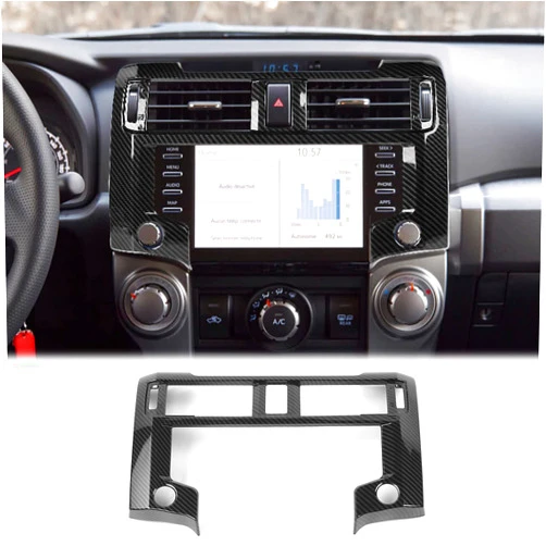 Voodonala for 4Runner Center Console Navigation Panel Cover Interior Antiscrach Antidust Decal Panel Cover for Toyota 4Runner 2020-2023(Carbon Fiber Black Style)