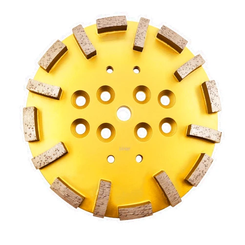 Globaldragon 10'' Pro Concrete Diamond Grinding Head disc Plate, 25Grit Curved Rectangle Segment (25Grit Very Soft Bond 16 Segments), Gold, White, Red, Black