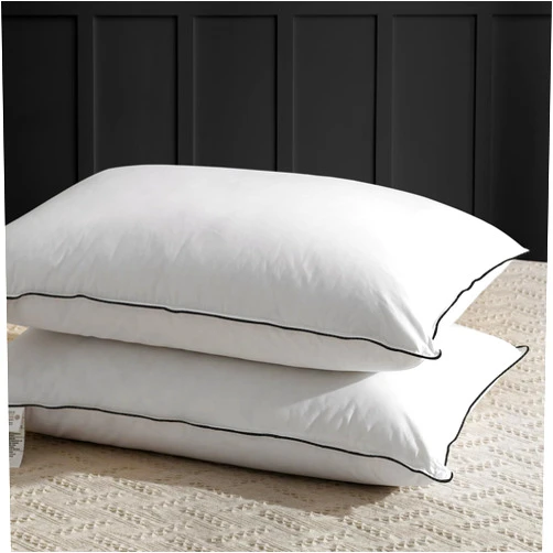 APSMILE Medium Firm Feather Down Pillows King Size Set of 2, Luxury Feather Pillow for Sleeping, 100% Organic Cotton Cover Hotel Bed Pillow, Wrapped in Polyester (White, 20
