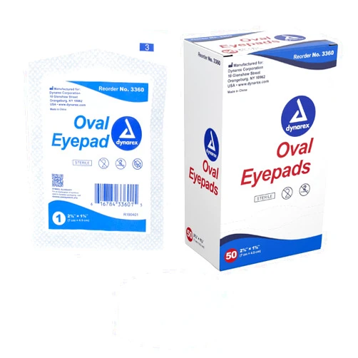 Dynarex Sterile Oval Eye Pads - Individually Wrapped Cotton Patches with Mesh Covering - Single Use, Comfortable, Absorbent Sterile Pads for Eyes - 2.63x1.63