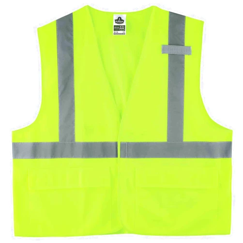 Ergodyne - 21185 GloWear 8225HL ANSI High Visibility Lime Solid Reflective Safety Vest, Hook & Loop Closure, Large/X-Large Hook & Loop Lime
