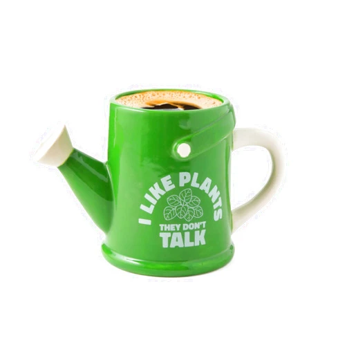 BigMouth Inc Plant Watering Can Coffee Mug, Ceramic Mug with Funny Gardening Quote, Ideal Gift for Plant Parents and Garden Enthusiasts, I Like Plants They Don't Talk