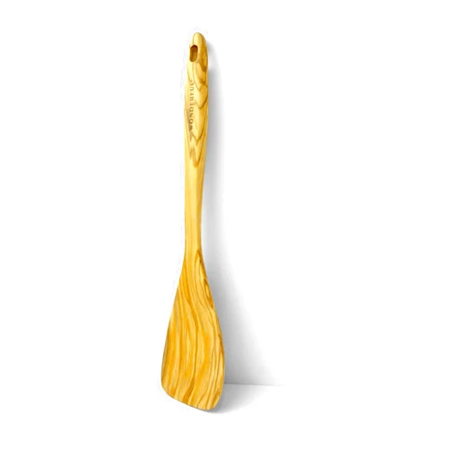 WONDERFUL 13.5 Inch Long Olive Wood Spatula/Turner for Cooking, Flat Frying Spatula Handmade for Kitchen Cookware, Non-Stick