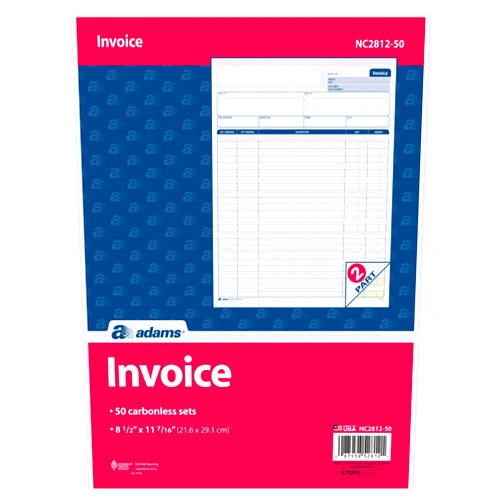 Adams Invoice Sets, 2-Part Carbonless, 8-1/2