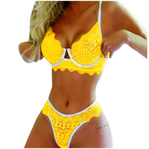 Zainafacai Lingerie for Women Mesh Lingerie Set for Women for Sex Naughty Sexy See Through Teddy Babydoll Underwear Yellow