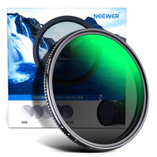 NEEWER 58mm Variable ND Filter ND8-ND128 Camera Lens Filter (3-7 Stop) No X Cross Neutral Density Ultra-Slim HD Filter with 30 Multi-Layer Nano Coatings Waterproof, Cleaning Cloth Included